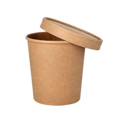 Vasos o cajas de cartón kraft con tapa 470 ml (25)