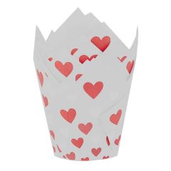 Cápsulas muffins blancas de corazones San Valentín (50) - Azucren