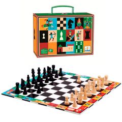 Ajedrez y damas de madera con maletín - Djeco