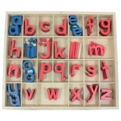 Letras alfabeto móvil pequeño imprenta minúsculas de madera - Montessori