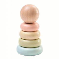 Apilable de madera torre de anillos de colores pastel - PlanToys