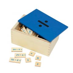 Caja de madera pequeña con operaciones para dividir - Montessori