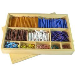 Caja de madera con perlas para multiplicar - Montessori