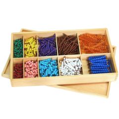 Caja de madera con perlas y barras Decanomio - Montessori