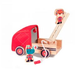 Camión de bomberos de madera y tela - Lilliputiens