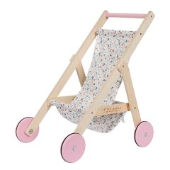 Carrito para muñecas de madera con flores - Little Dutch