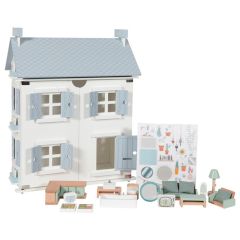 Casa de muñecas de madera con muebles azul - Little Dutch