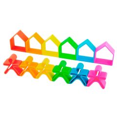 Set de 6 casas y muñecos de colores de silicona - Dëna