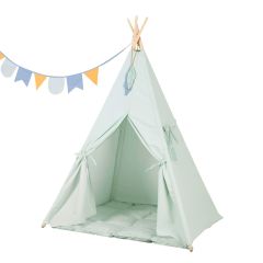 Casita de madera y tela Indio Tipi verde menta - Little Dutch