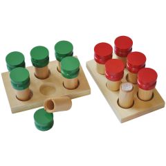 Cilindros de olores con bandeja de madera - Montessori