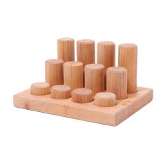 Cilindros de madera natural para encajar y construir (12) - Grimm's