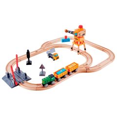 Circuito de madera accionado por manivela con tren - Hape