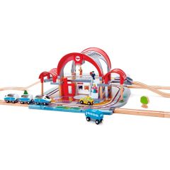 Circuito de madera Estación de tren con grabadora y proyector - Hape