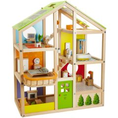 Casa de muñecas de madera con muebles - Hape