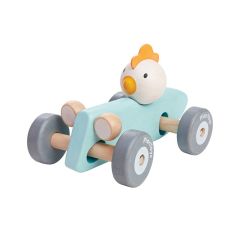 Coche de madera de carreras con pollo - PlanToys