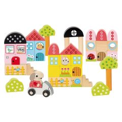 Construcción formas geométricas de madera 40 piezas pastel - Goula