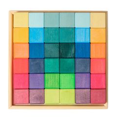 Cubos de madera colores arcoíris (36) - Grimm's