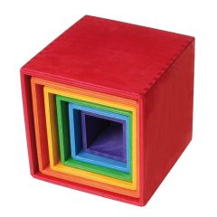 Cubos grandes apilables de madera de colores (6) - Grimm's
