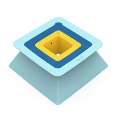 Set de 3 moldes apilables pirámide de playa para arena y nieve Pira azul y amarillo - Quut