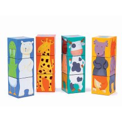 Rompecabezas de 12 cubos Animales de colores - Djeco
