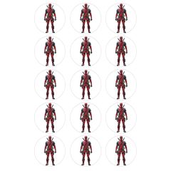 Papel de azúcar de Deadpool (Marvel) - 5 cm (15) - María Lunarillos