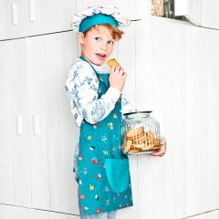 Delantal y gorrito de cocina azul vehículos - Lilliputiens