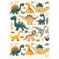 Papel de azúcar - Dinosaurios Infantiles (A4) - María Lunarillos