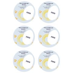 Papel de oblea - 6 diseños iguales en Círculos de 8 cm Foto y Rótulo Diseño 2 - Impresión personalizada