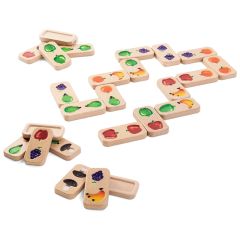 Dominó de madera con frutas y verduras (28) - PlanToys