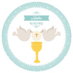 Papel de oblea - Nombre y fecha Eucaristía Comunión 20 cm - Impresión personalizada