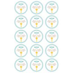 Papel de azúcar - 15 diseños iguales en Círculos de 5 cm Nombre y fecha Eucaristía Comunión - Impresión personalizada