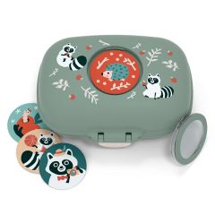 Fiambrera compacta verde Mapaches 600 ml - Polipropileno (sin BPA) - Monbento