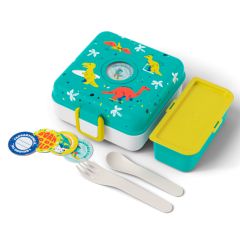 Fiambrera doble compacta verde dinosaurios 850 ml - Polipropileno (sin BPA) - Monbento