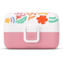 Fiambrera triple compacta rosa flores 800 ml - Polipropileno (sin BPA) - Monbento