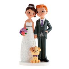 Figura boda novios y perro 16 cm - Dekora