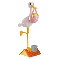 Figura cigüeña con bebé niña - Dekora
