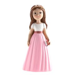 Figura niña de Comunión vestido rosa 15 cm - Dekora