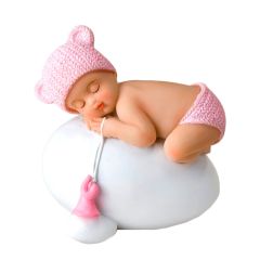 Figura niña bebé durmiendo sobre huevo 8 cm - Mopec