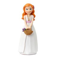 Figura niña de Comunión cesta de flores 15,5 cm - Mopec