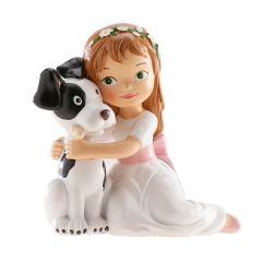 Figura niña de comunión con perro 11,5 cm - Dekora
