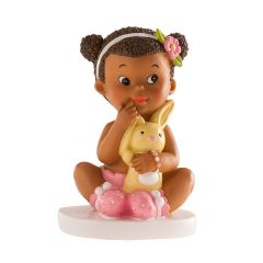 Figura niña bebé con conejito 10 cm - Dekora