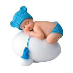 Figura niño bebé durmiendo sobre huevo 8 cm - Mopec