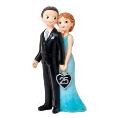 Figura pareja de novios aniversario boda 25 años 21 cm - Mopec