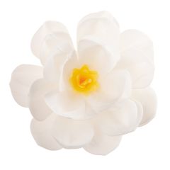Flor de oblea blanca con centro amarillo 12 cm - Sin gluten - Dekora