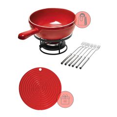 Fondue roja 2,5 litros - Cerámica - Emile Henry + REGALO salvamanteles