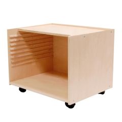 Gabinete de madera vacío para 8 puzles de mapas - Montessori