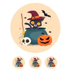Papel de azúcar Gato Halloween - 20 cm - María Lunarillos