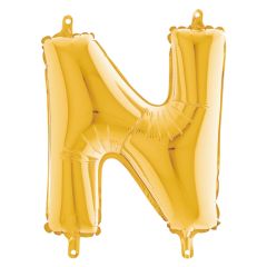 Globo de foil dorado letra "N" 35 cm - Grabo Balloons