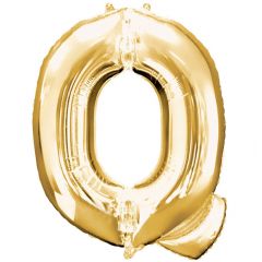 Globo de foil dorado letra "Q" 35 cm
