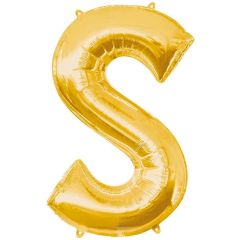 Globo de foil dorado letra "S" 35 cm